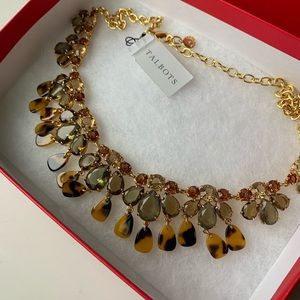 Talbots Tortoise and Crystal Statement Necklace
